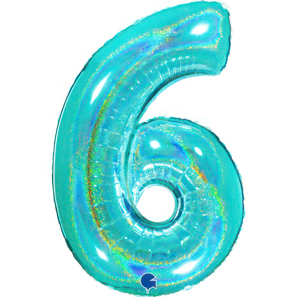 Ballon chiffre - Turquoise pailleté - 40" - Gonflage Hélium en boutique