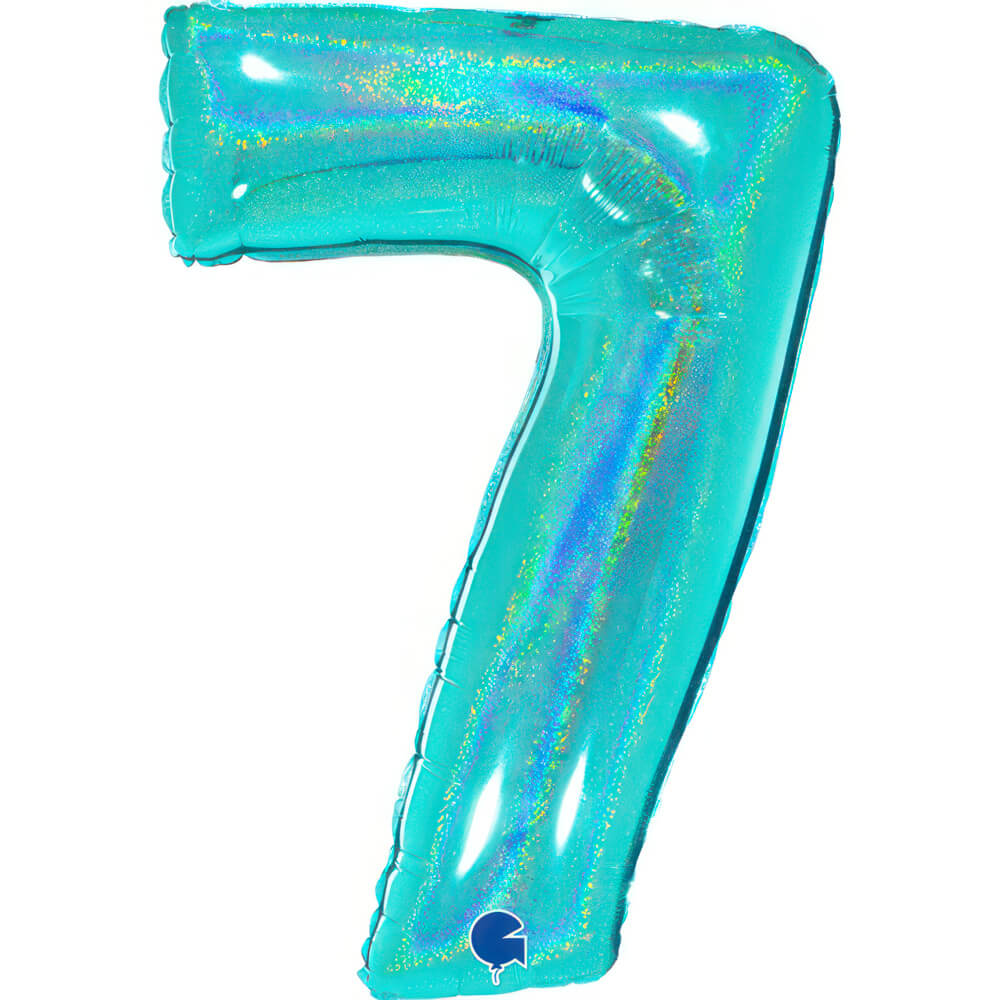 Ballon chiffre - Turquoise pailleté - 40" - Gonflage Hélium en boutique