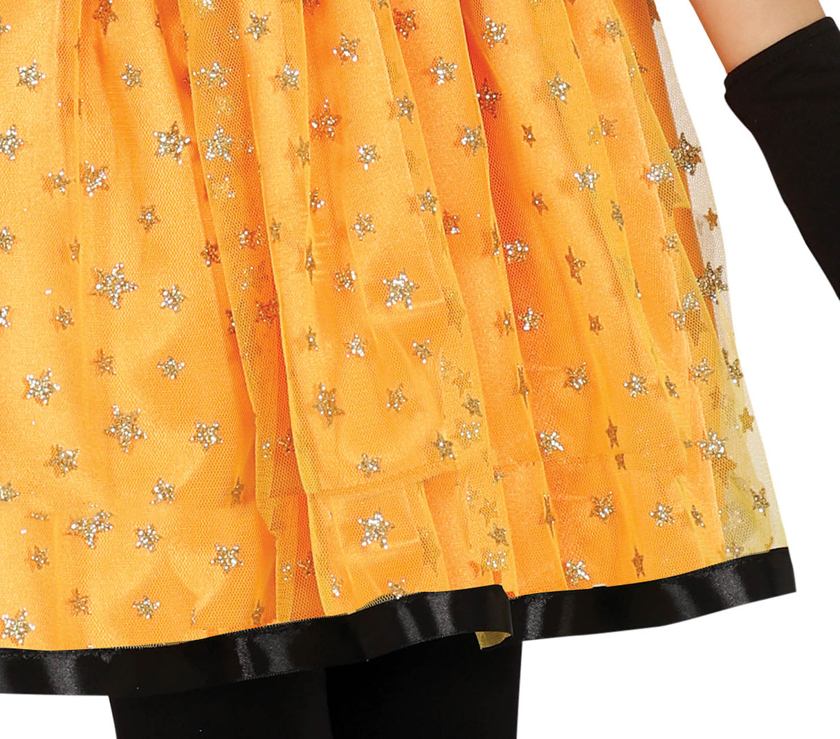 Déguisement sorcière paillettes noir et orange enfant 7-9 ans