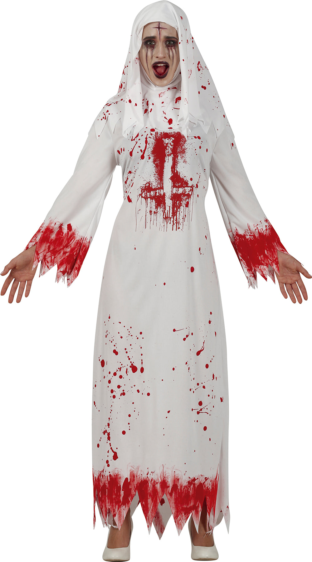 Déguisement nonne ensanglantée femme - blanc et rouge - Halloween