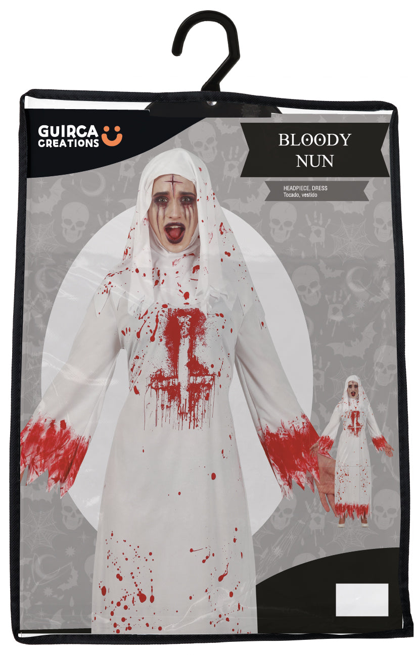 Déguisement nonne ensanglantée femme - blanc et rouge - Halloween