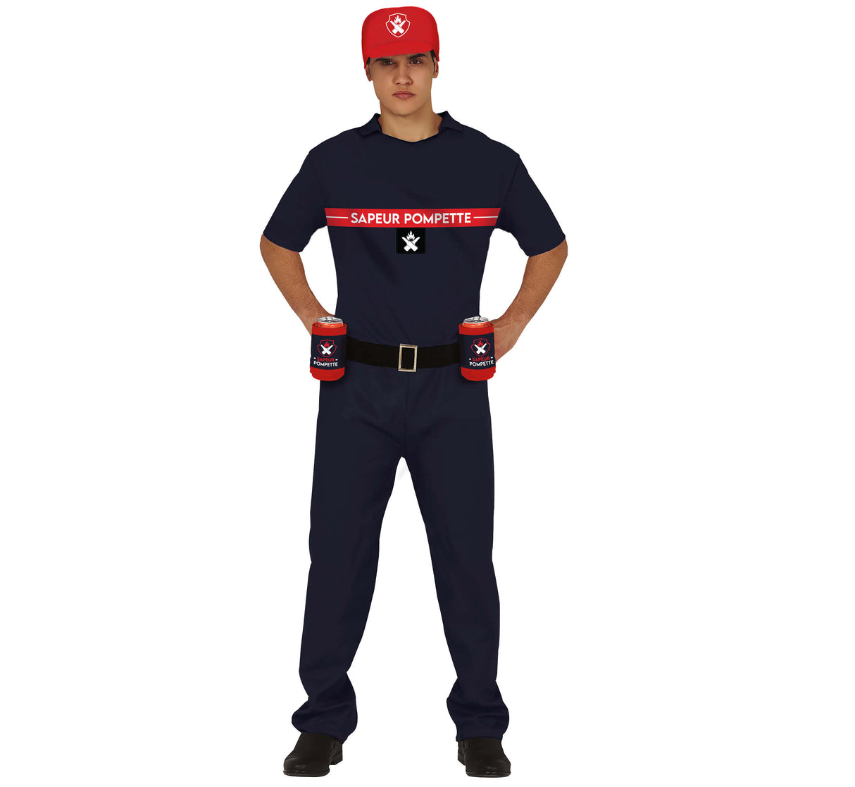 Men's Drunken Firefighter Costume - T-Shirt, Cap and Trousers