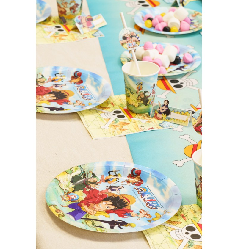 Assiettes One Piece © en carton – anniversaire manga – lot de 8 – 23 cm