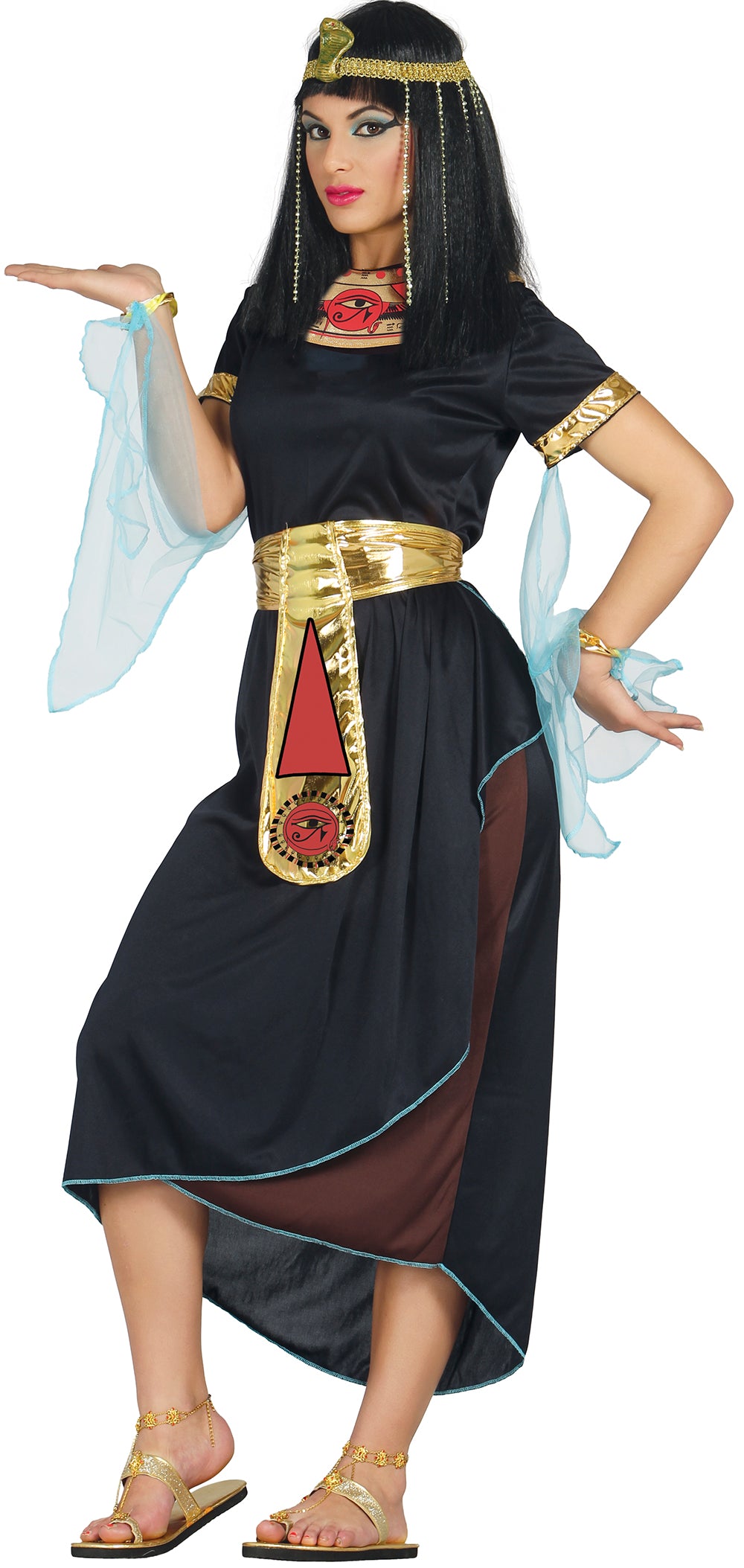 Déguisement Cléopâtre Noire Femme - Robe, Ceinture et Col