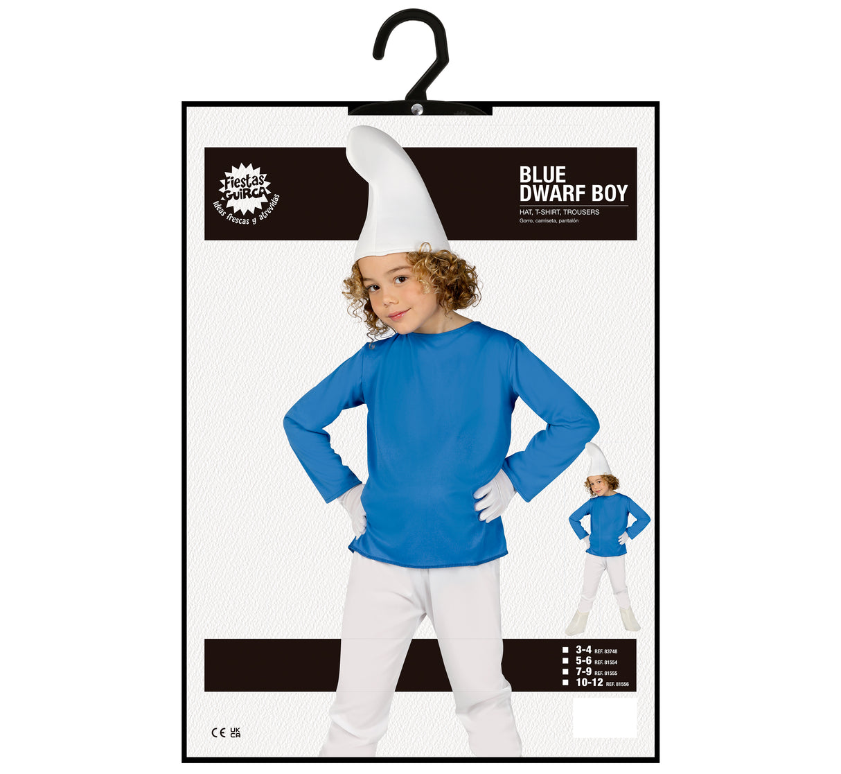 Déguisement schtroumpf bleu enfant 7-9 ans polyester