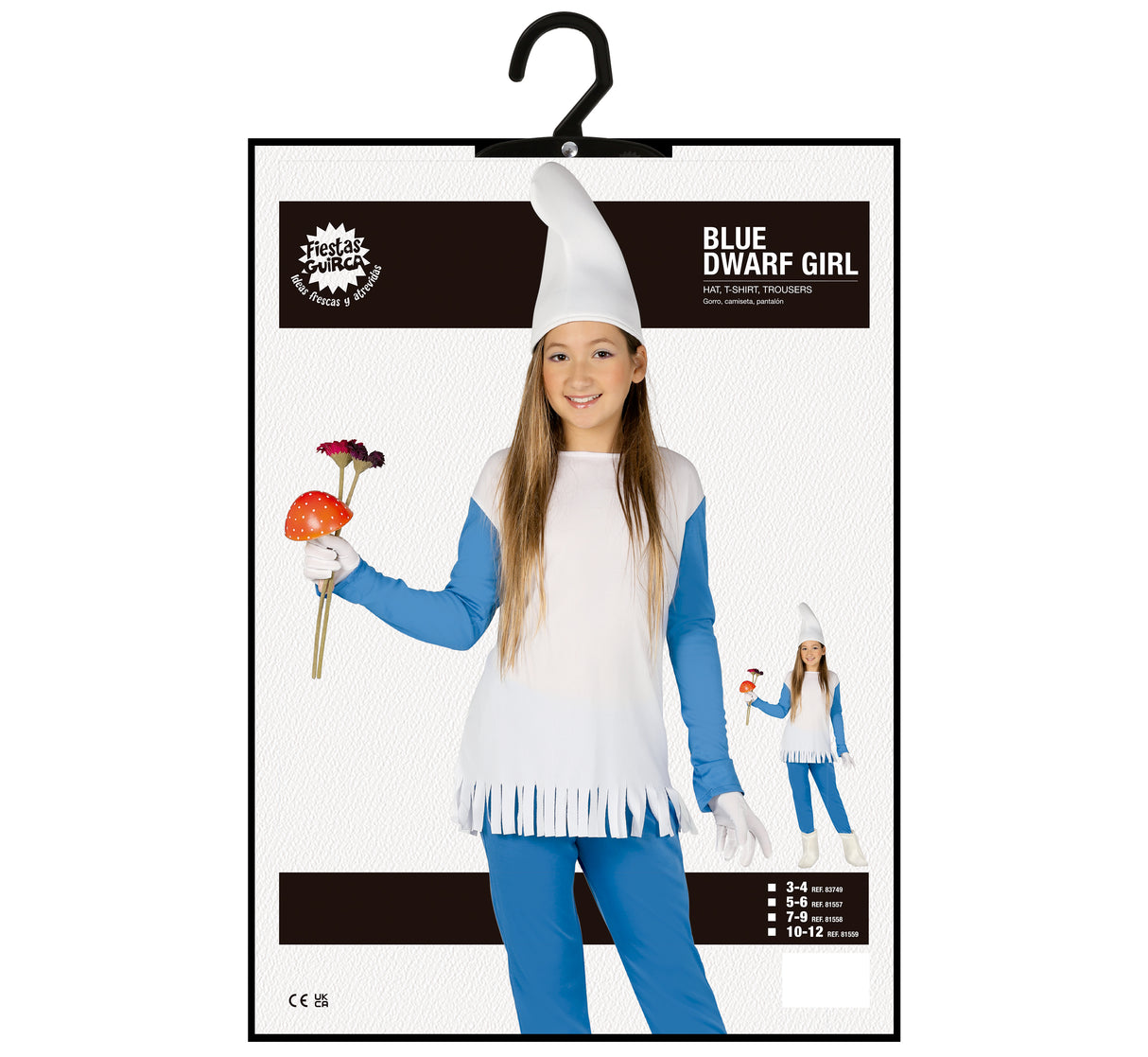 Déguisement schtroumpfette bleu fille 10-12 ans polyester