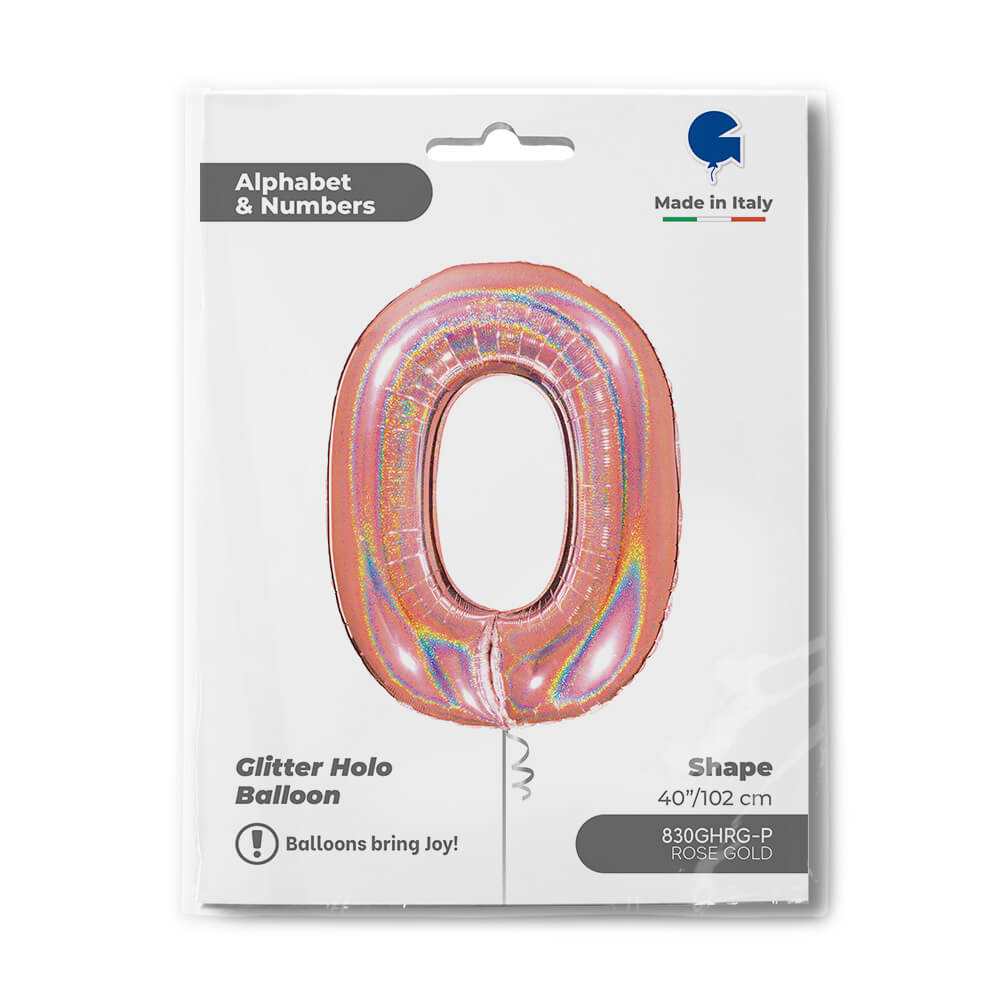 Ballon chiffre - Rose gold holographique - 40" - Gonflage Hélium en boutique