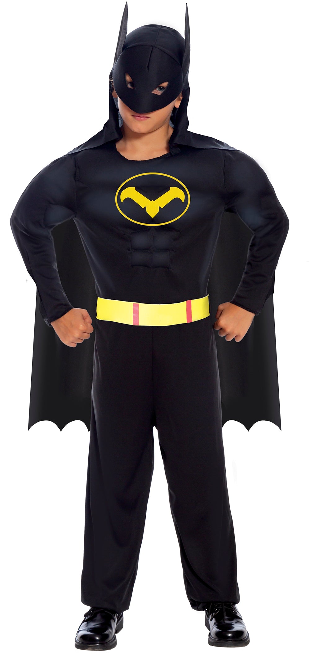Boy's Black Hero Costume - Cape, Hood, and Belt