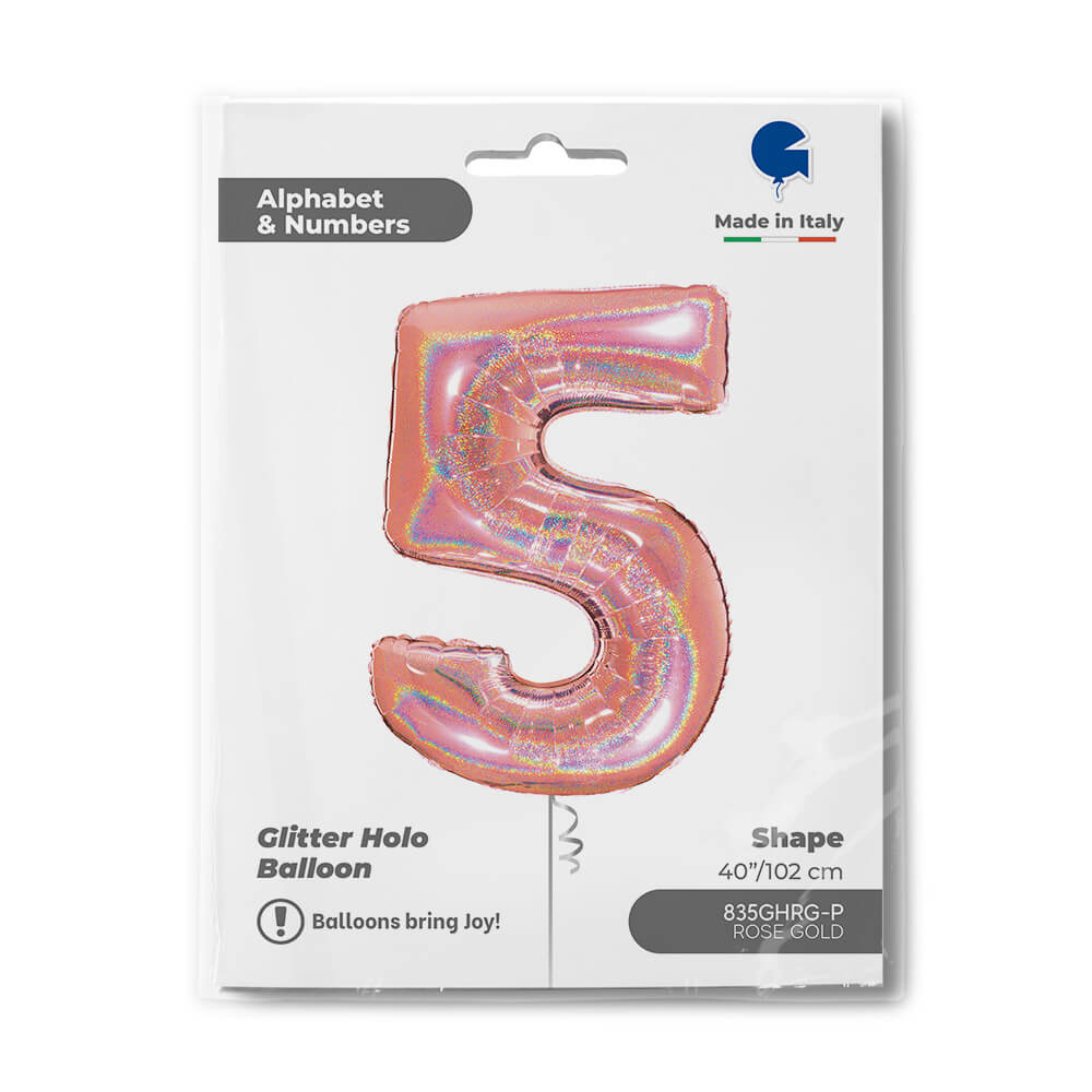 Ballon chiffre - Rose gold holographique - 40" - Gonflage Hélium en boutique