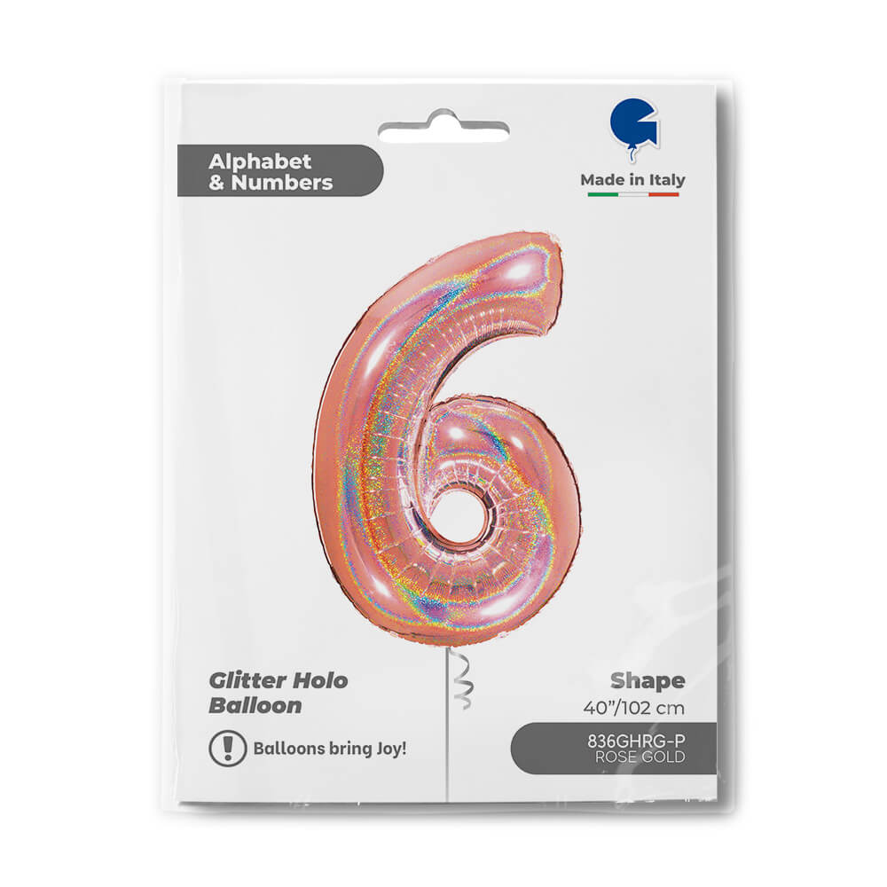 Ballon chiffre - Rose gold holographique - 40" - Gonflage Hélium en boutique