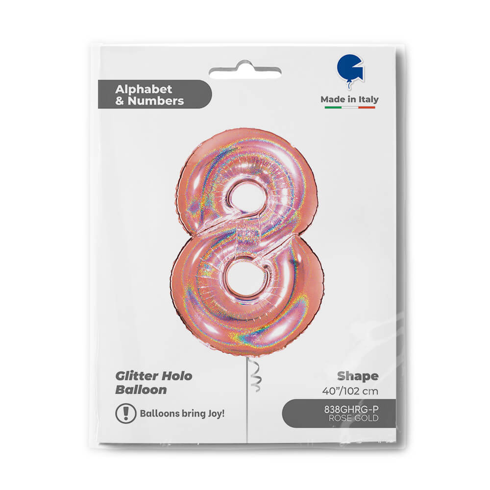 Ballon chiffre - Rose gold holographique - 40" - Gonflage Hélium en boutique