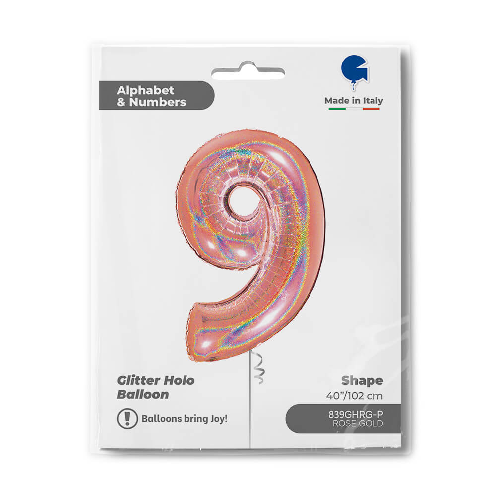 Ballon chiffre - Rose gold holographique - 40" - Gonflage Hélium en boutique