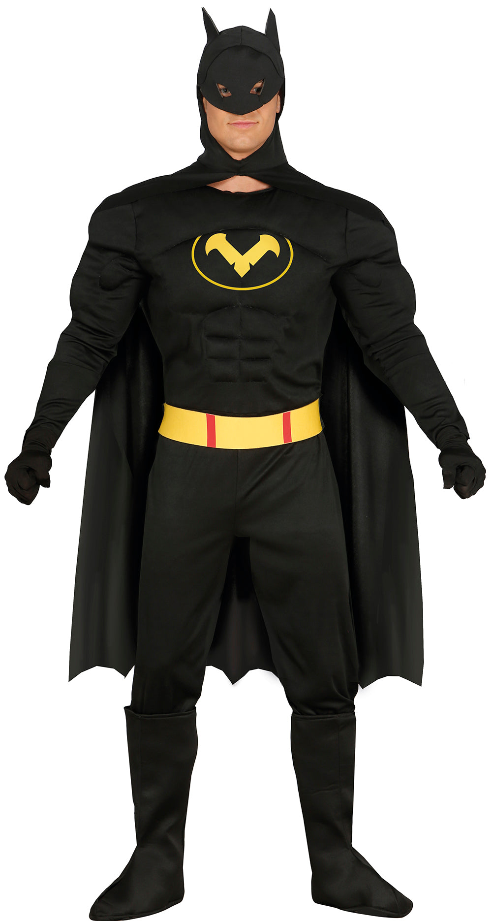 Men's Black Hero Costume - Cape, Hood, Belt, and Jumpsuit