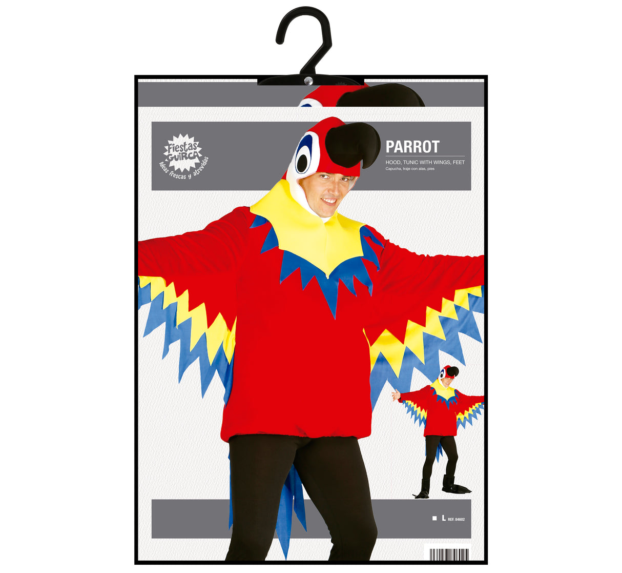 Adult multicoloured parrot costume - polyester - size L