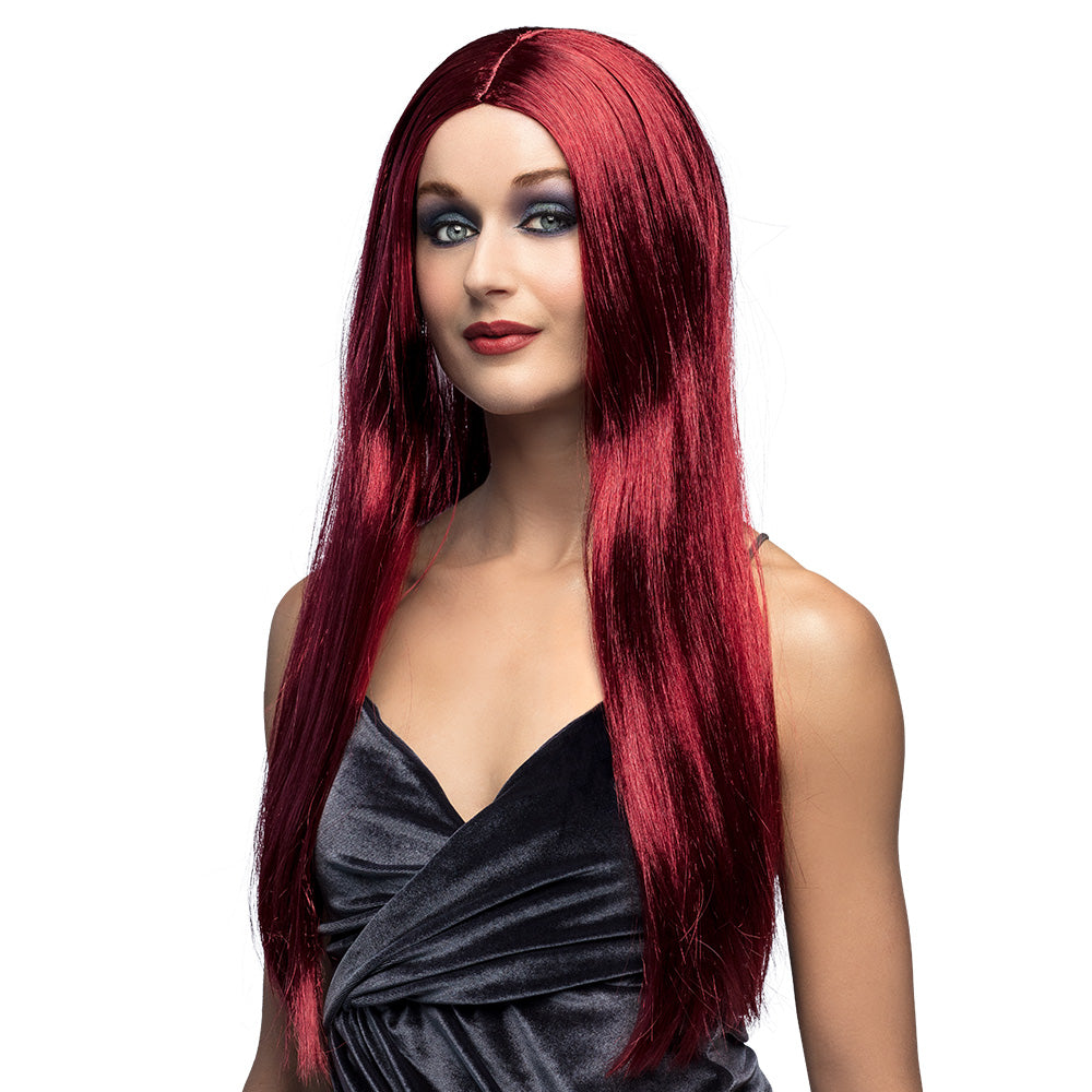 Auburn witch wig for women made of 100% polyester, perfect for adult Halloween costumes.