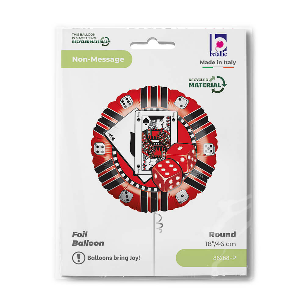 Ballon jeton de casino - Rouge et noir - 14" - Gonflage Hélium en boutique