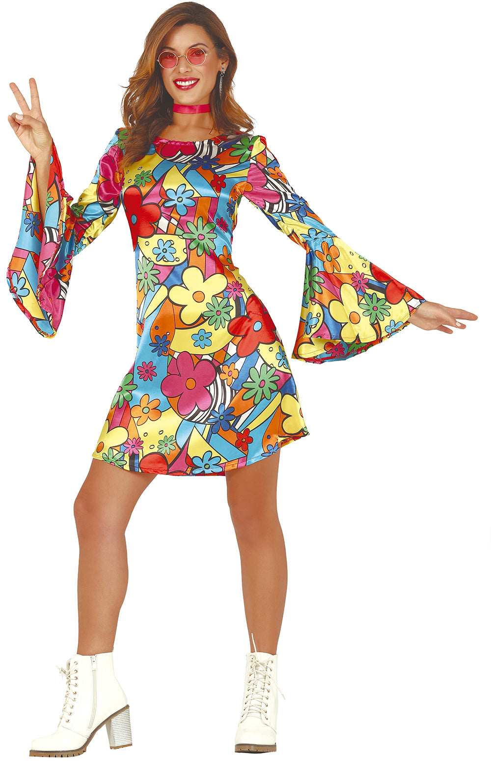 Multicolored hippie costume for women - Size M