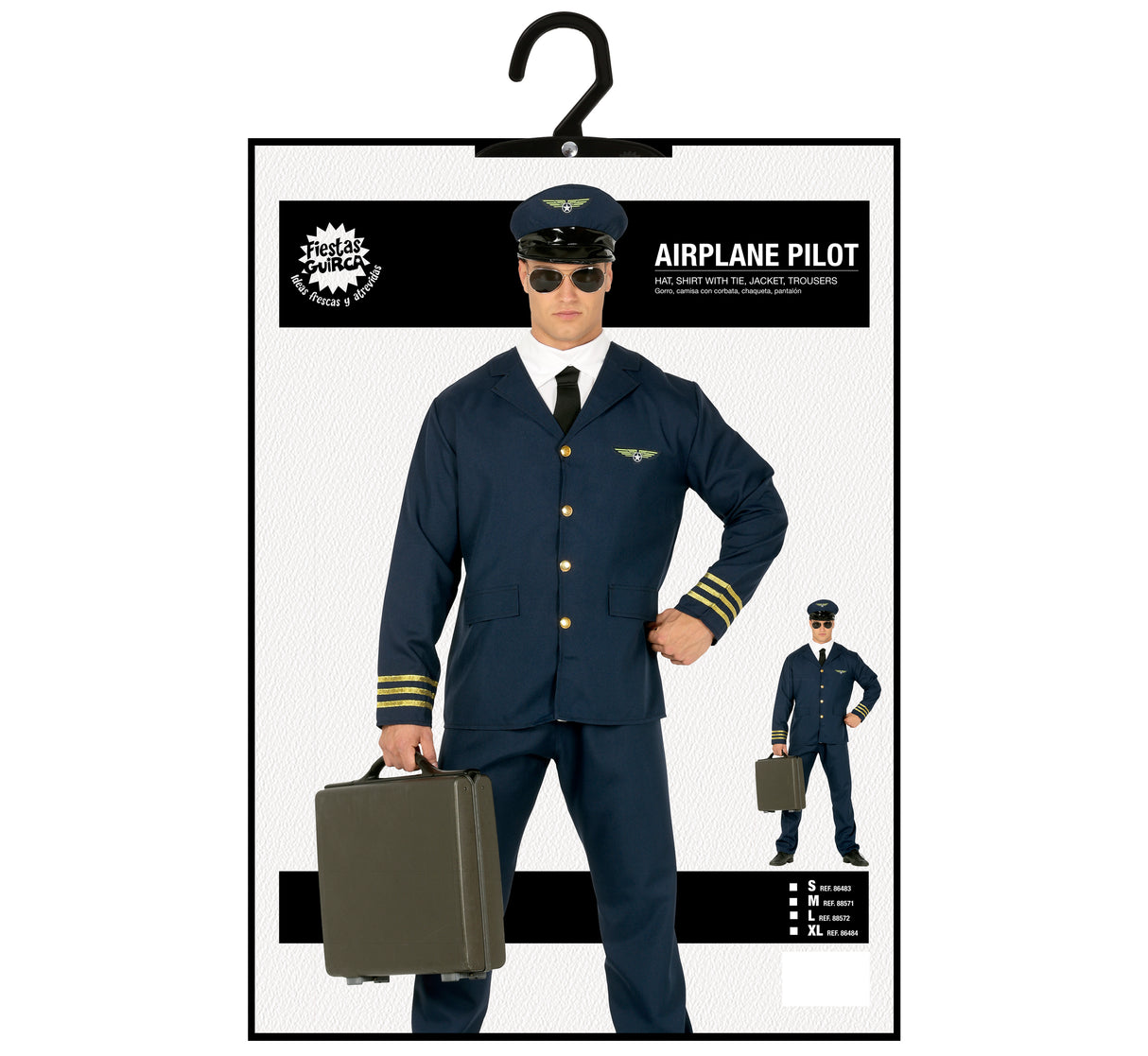 Déguisement pilote adulte bleu polyester