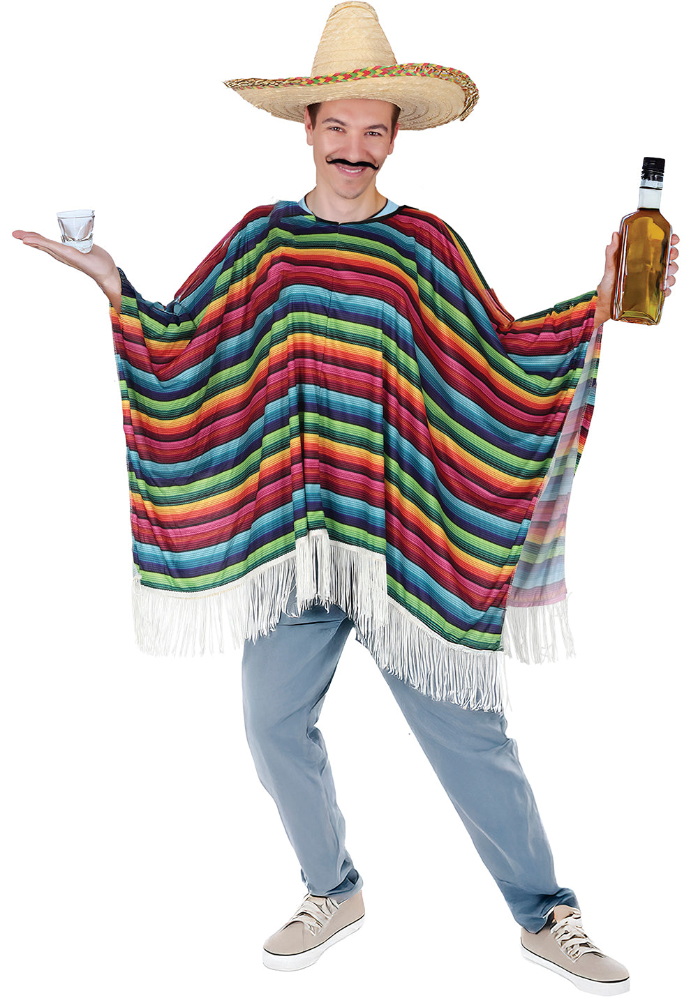 Adult Multicoloured Mexican Poncho Costume