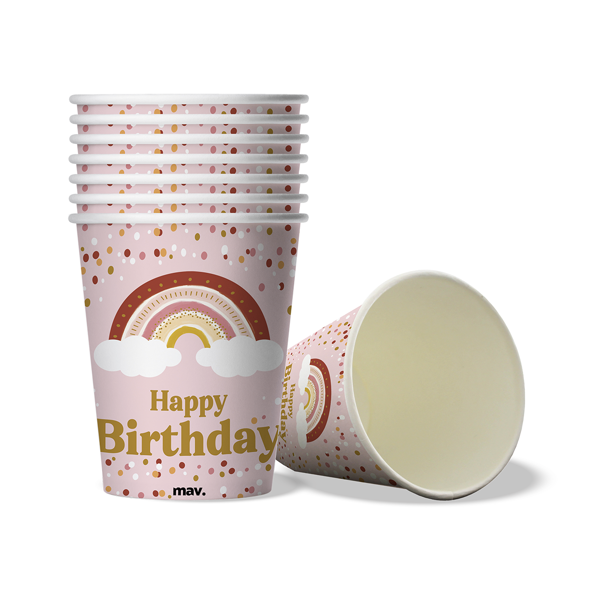 Gobelets anniversaire boho - Lot de 8 - 250 ml