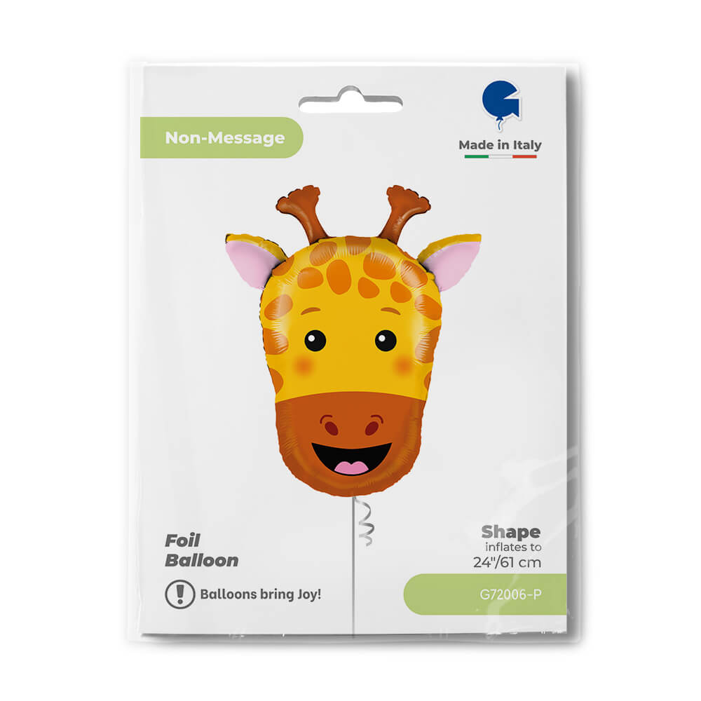 Ballon girafe - Jaune et marron - 24" - Gonflage Hélium en boutique