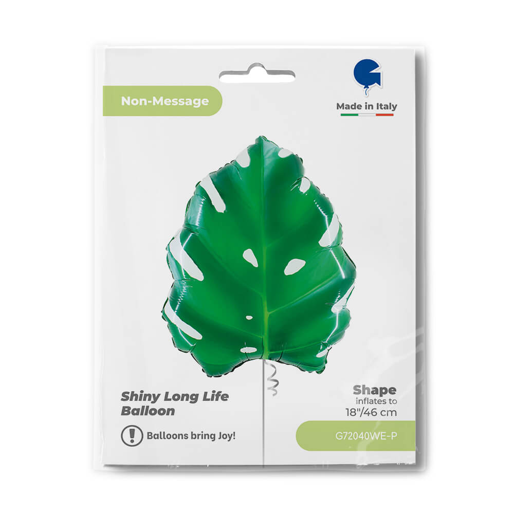 Ballon feuille tropicale - Vert - 45 cm - Gonflage Hélium en boutique