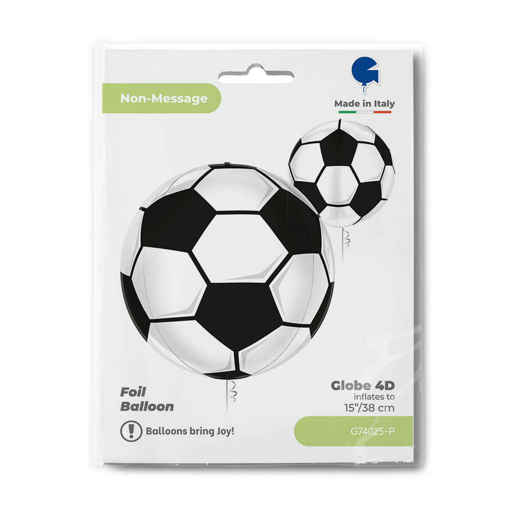 Ballon globe foot - Noir et blanc - 15" - Gonflage Hélium en boutique