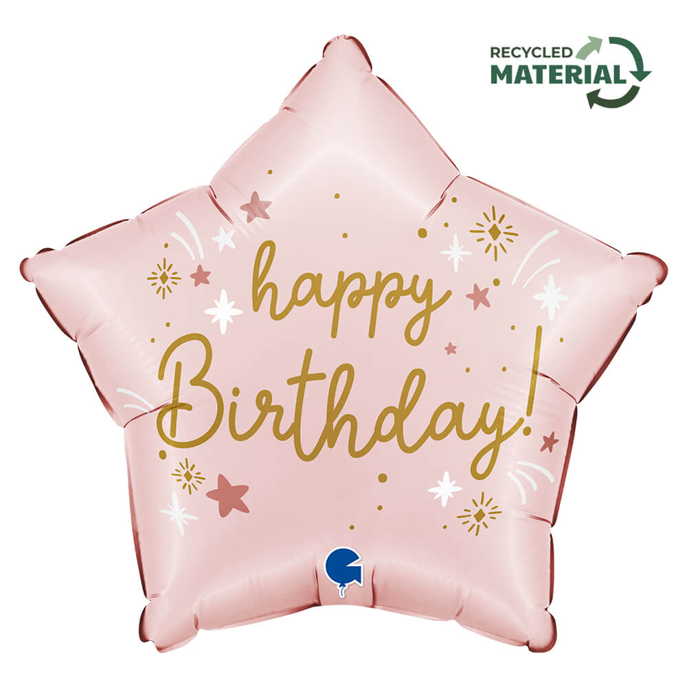 Rosa Sternballon - Happy Birthday - 43 cm - Heliumfüllung im Geschäft