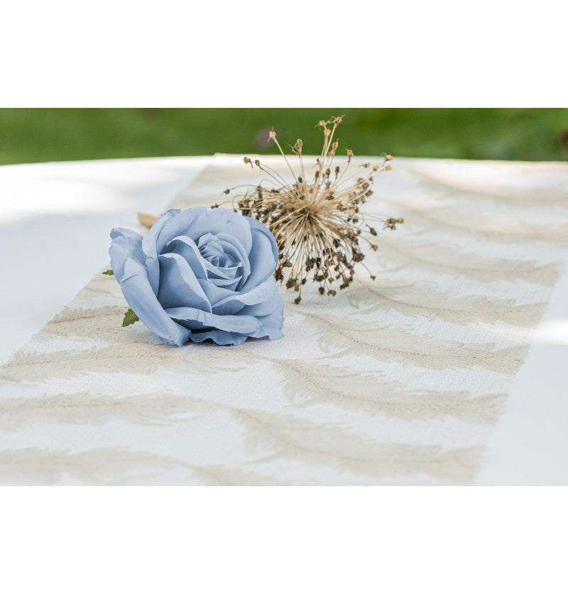 Chemin de table sable motif aigrette – mariage & réception – 27 cm x 3 m