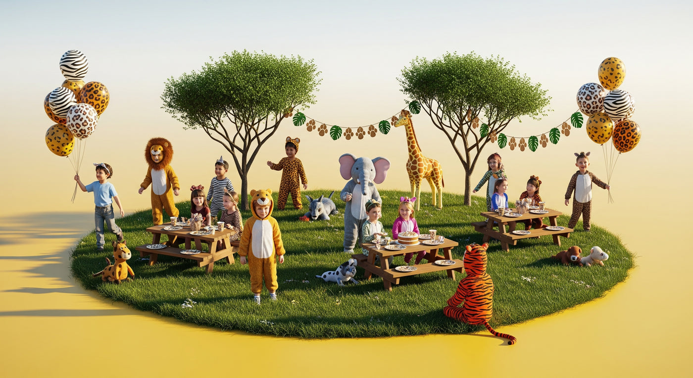 Animaux déguisements IdéaFête - Costumes safari diorama 3D enfants Côte d'Azur