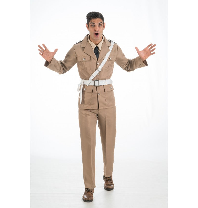 The image shows a party costume set themed around the "Gendarme de Saint-Tropez," featuring accessories commonly associated with a French police officer.