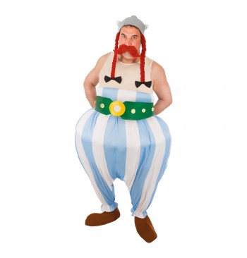 The image shows a set of Obelix-themed party accessories from the Asterix series, including a costume and related items designed for a party setting.
