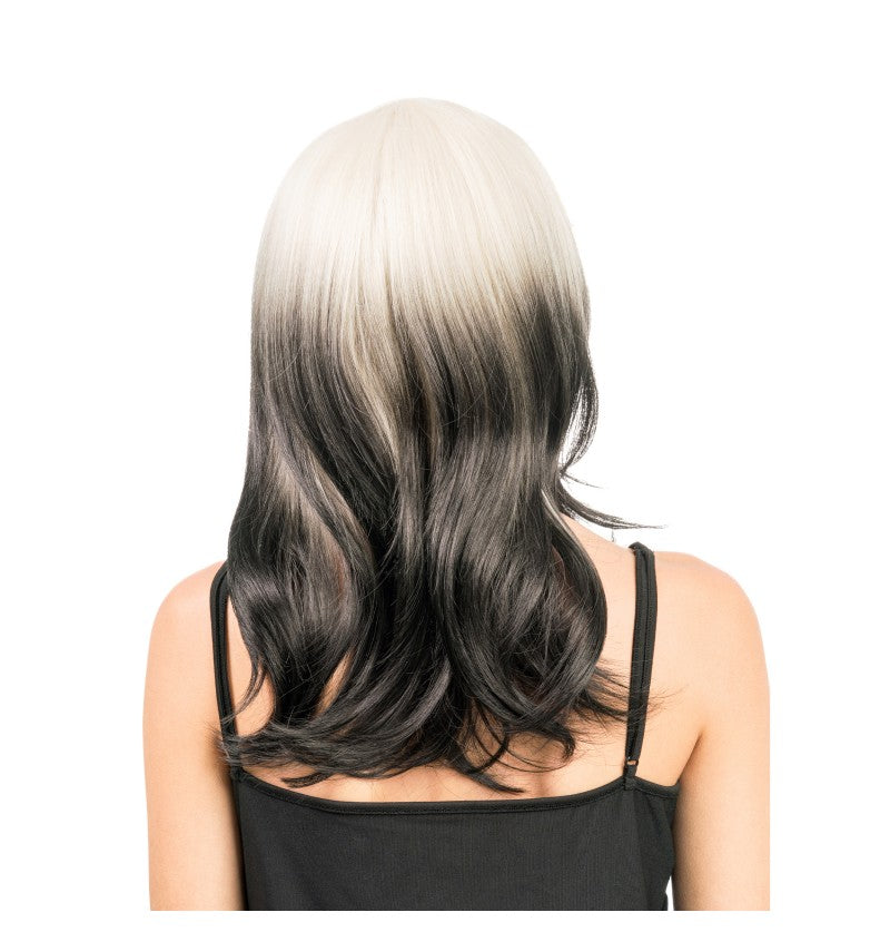 Two-tone black and white wig – short cut – fancy dress party – woman
