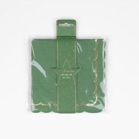 Serviettes anniversaire vert jungle et or – lot de 16 – 33 x 33 cm – papier FSC