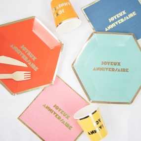 Multicolored birthday napkins – set of 16 – 33 cm