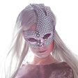 Pink Venice masquerade mask for women, adult size, made of polystyrene, polypropylene, polyester, and PET, elegant party accessory.
