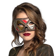 Venice chess pattern masquerade mask for women, multicolor, made of polystyrene and polyester, adult size.