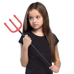 Devil trident prop for Halloween costumes, 58 cm long, made of polypropylene and polyethylene, suitable for adults and children.
