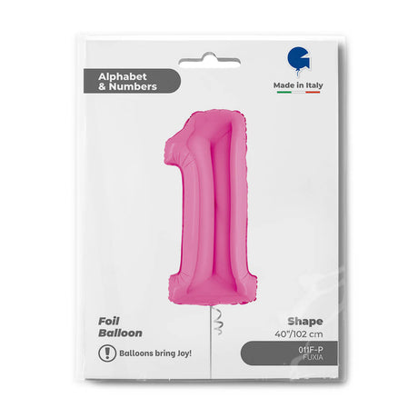Ballon chiffre - Fuchsia holographique - 40" - Gonflage Hélium en boutique