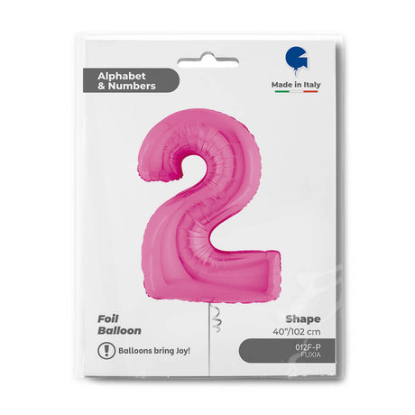 Ballon chiffre - Fuchsia holographique - 40" - Gonflage Hélium en boutique