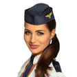 Air hostess hat for women made of 100% polyester, adult size, aviation costume accessory.