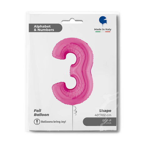 Ballon chiffre - Fuchsia holographique - 40" - Gonflage Hélium en boutique