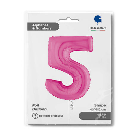 Ballon chiffre - Fuchsia holographique - 40" - Gonflage Hélium en boutique