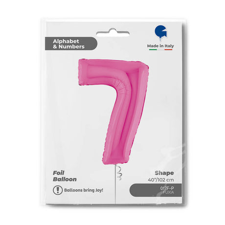 Ballon chiffre - Fuchsia holographique - 40" - Gonflage Hélium en boutique