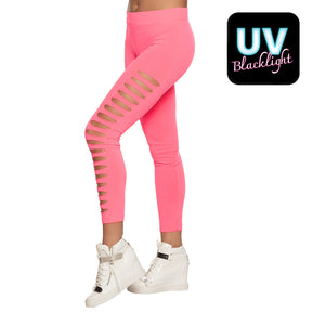 Women's neon pink leggings in size M, 90s old school style, made of polyester and elastane, ideal for adults seeking vibrant activewear.