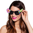 Colorful Paradise party sunglasses for adults made of 100% polycarbonate, perfect for Hawaii-themed events and festive celebrations.