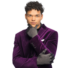 Pair of black Basic gloves for adults made of 100% polyester, suitable for men and women, displayed in retail packaging.