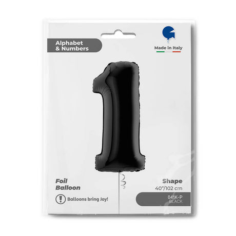 Ballon chiffre noir mat - 40" - Gonflage Hélium en boutique