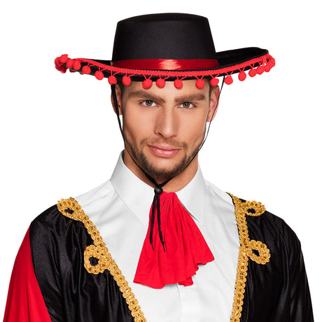Deluxe black wide-brimmed hat for adults, made of polyester, EVA, and polypropylene, ideal for costumes or themed parties.