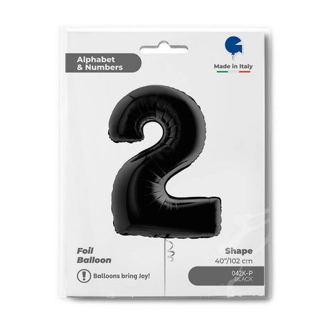 Ballon chiffre noir mat - 40" - Gonflage Hélium en boutique